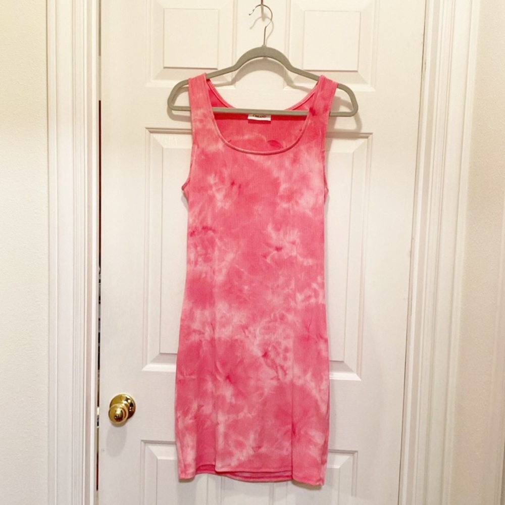 CBRAND Summer Slay 1X Fuchsia Ribbed Tank Dress pink tie dye